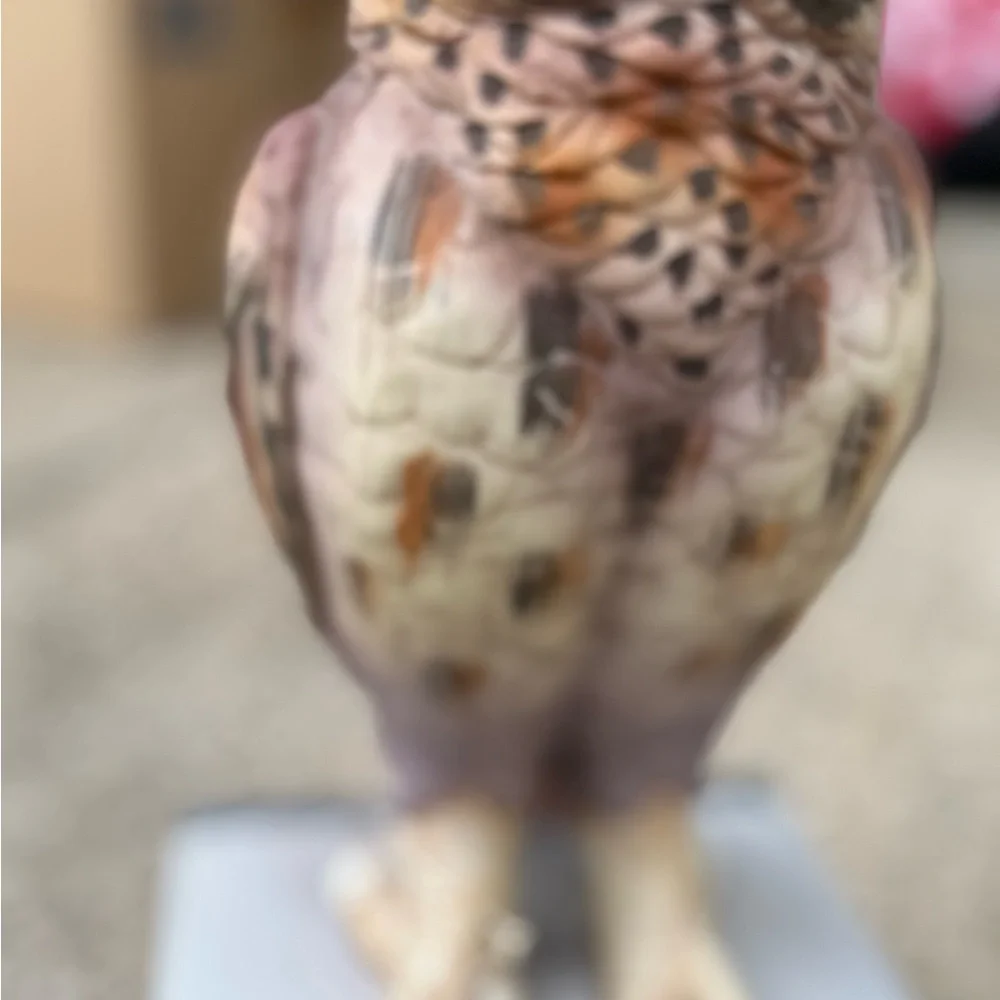 Vintage porcelain Decorative Owl Figurine - Multicolor Ceramic Bird Sculpture